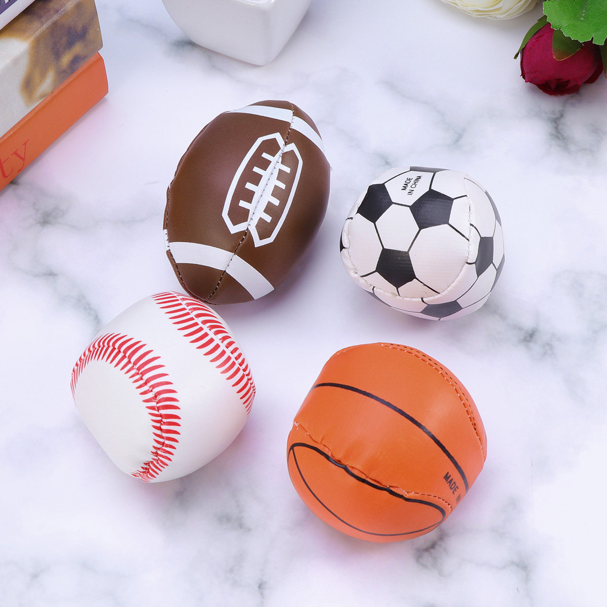 Rugby Training Ball - Mini Sports Balls Set 4Pcs Lightweight