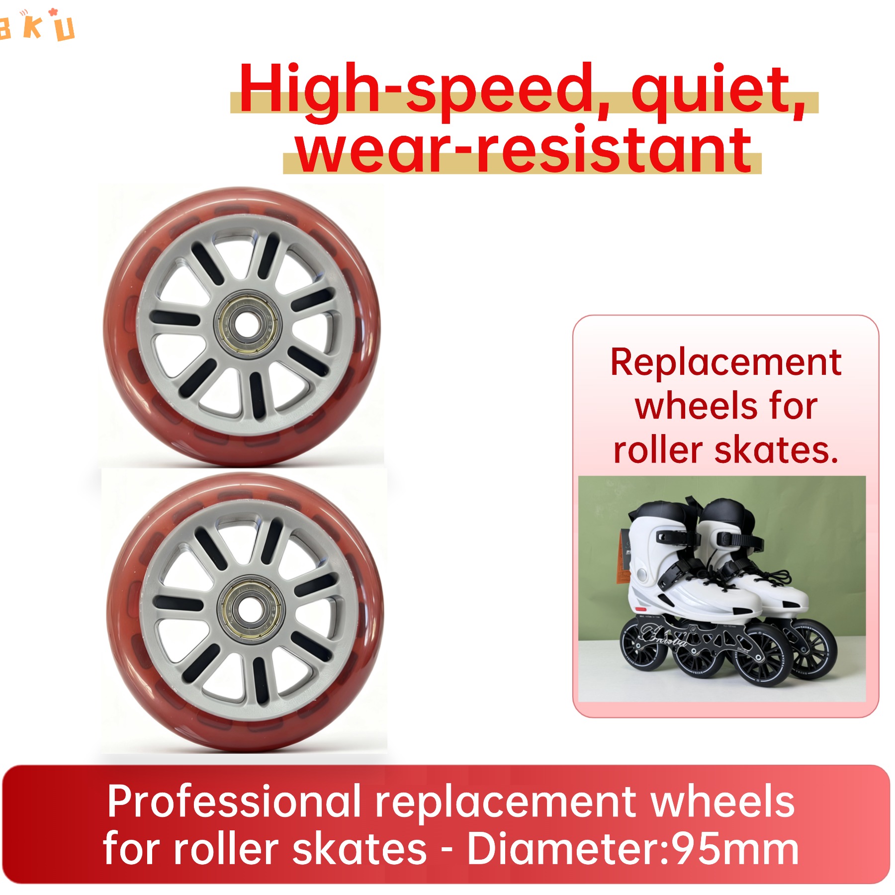 95mm PU Wheels 2-Pack with Bea - огляд і ціна Roller Skate Inline